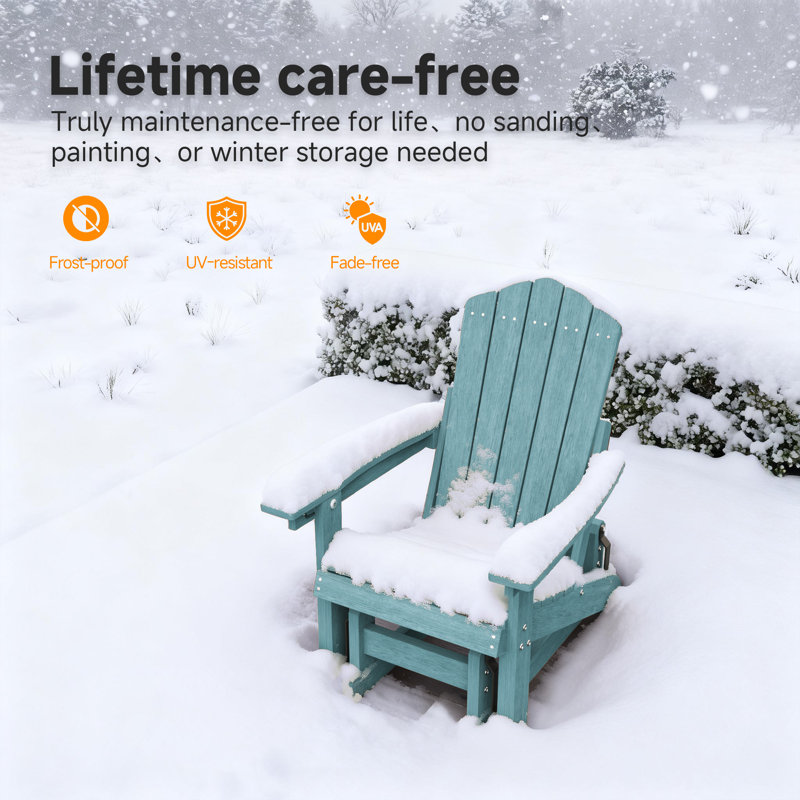 Smooth Motion Glider Adirondack Chair, 3-Position Adjustable Outdoor Chair, HDPE Easy Assembly & Ergonomic Back Support for Patio