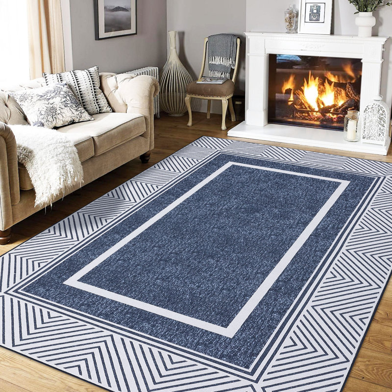 Washable Geometric Indoor Rug, Rectangle 6' x 9'