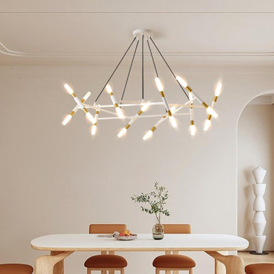 Luminaire suspendu moderne et minimaliste avec branche en tube givré (ampoule non incluse)