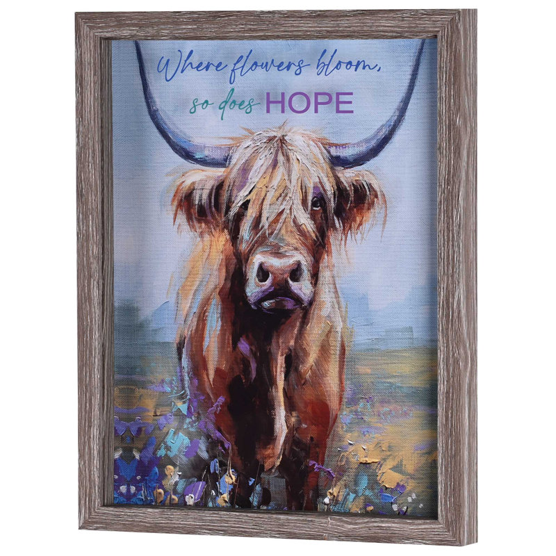 Art mural encadré «Cow Where Flowers Bloom»
