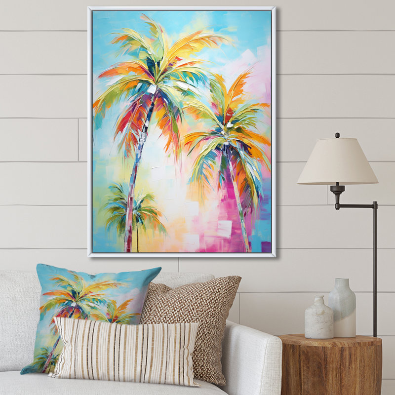 Kuerten Popart Palm Trees III - Palmiers et palmiers, reproduction d'art encadrée, H 32 po x l 16 po, Blanc