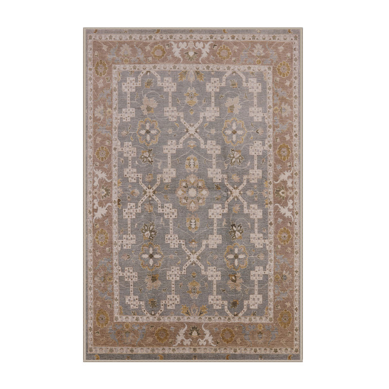 Tapis oriental brun clair / bleu clair, Rectangle 3 pi x 5 pi