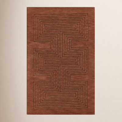 Orlie Copper Hand-Tufted Geometric Wool Rug