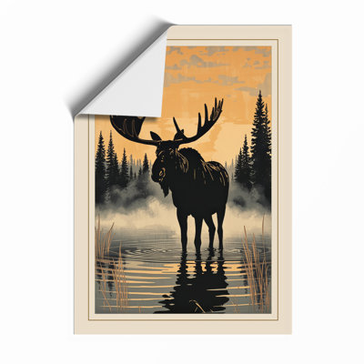 Moose at Dawn Rustic - Framed Print