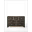 Commode 7 tiroirs Carine II à finition grise avec rails coulissants et design élégant pour les chambres à coucher modernes