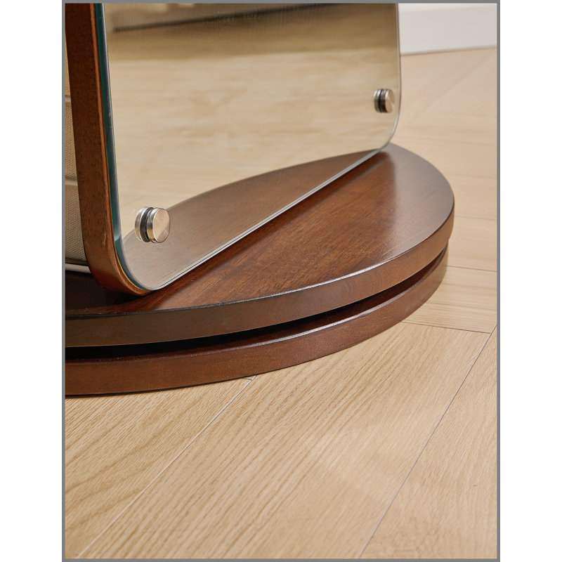Rotating Full Length Mirror with Clothes Rack, Freestanding Solid Wood Storage Mirror for Bedroom Living Room