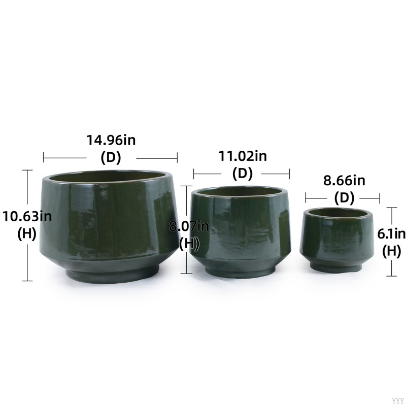4 pots de fleurs en céramique, pot de fleurs moderne pour patio, jardin ou rebords de fenêtre, Vert antique