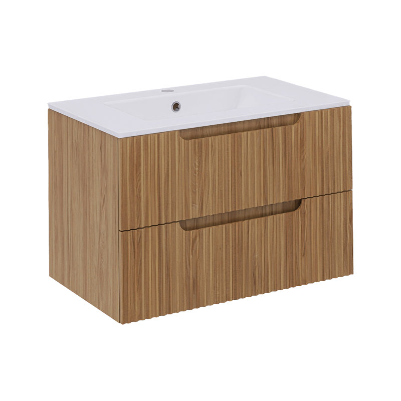 Meuble-lavabo mural moderne à rayures avec lavabo en céramique, 30"