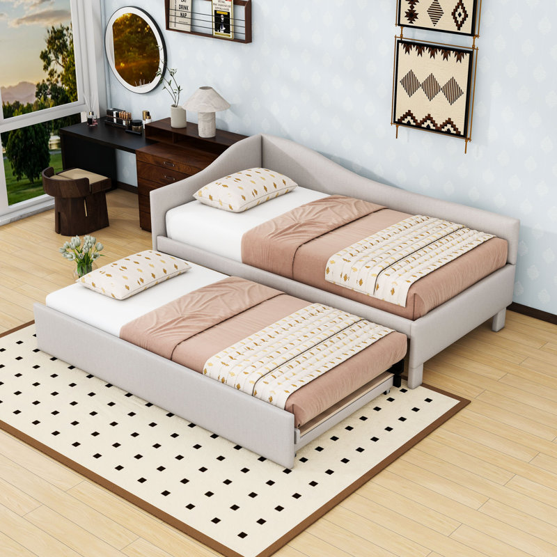 Lit de jour rembourré avec couchette, Beige