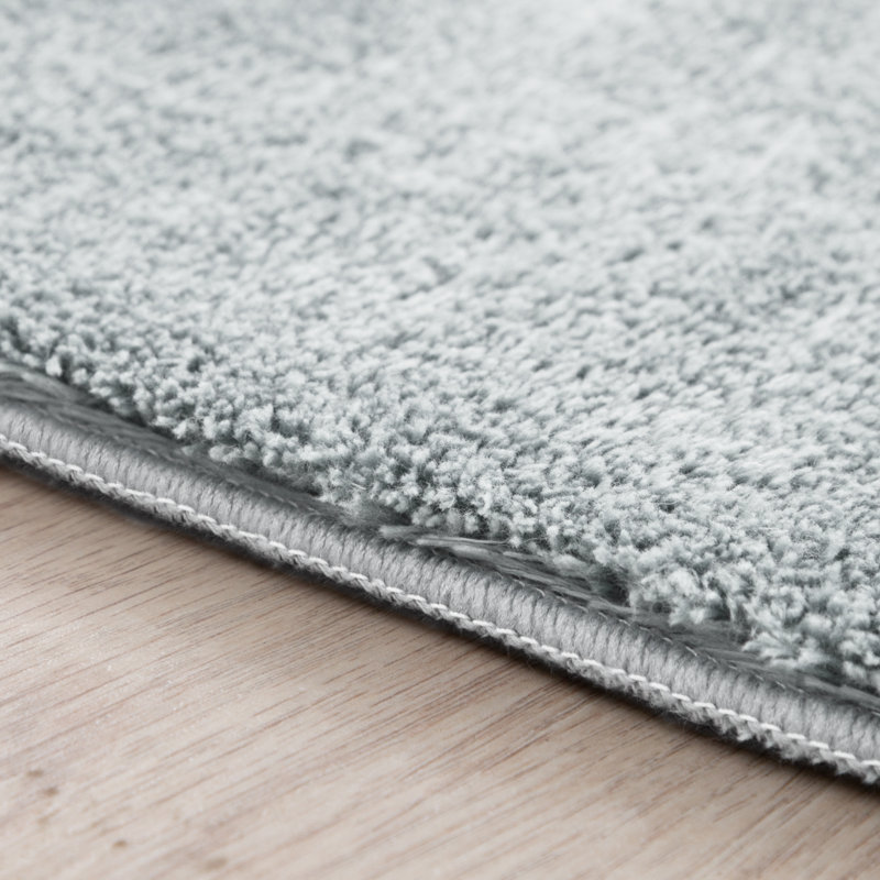 Soft Area Rug In Grey Cozy Low-Pile Rug Anti-Slip Solid Color Washable, Runner 3'3" x 6'7", Gray