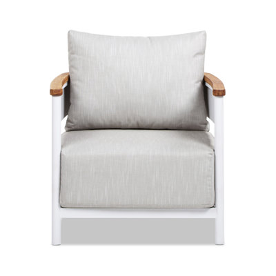 Abertamy 29" Upholstered Teak & Aluminum Patio Arm Chair