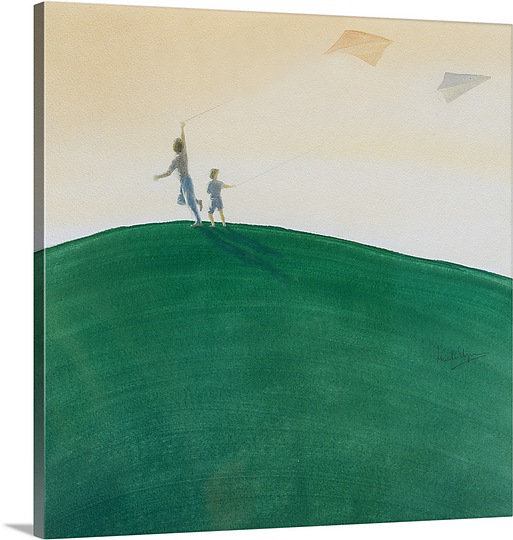«Kite Flying, 2000» par Soumakis, reproduction d'art sur toile, H 24 po x l 24 po x P 1,25 po