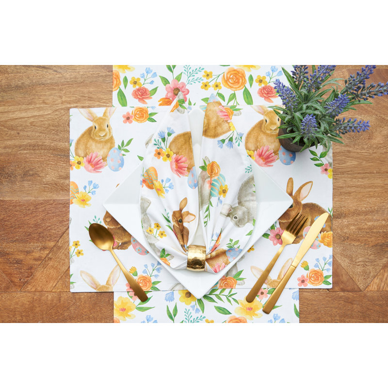 Spring Floral Bunny Hardboard Placemat