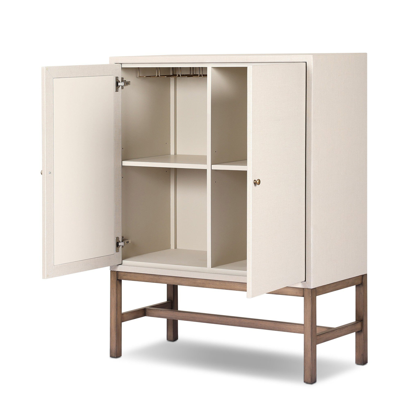 Hakana Bar Cabinet-Black Raffia, Ivory Painted Raffia