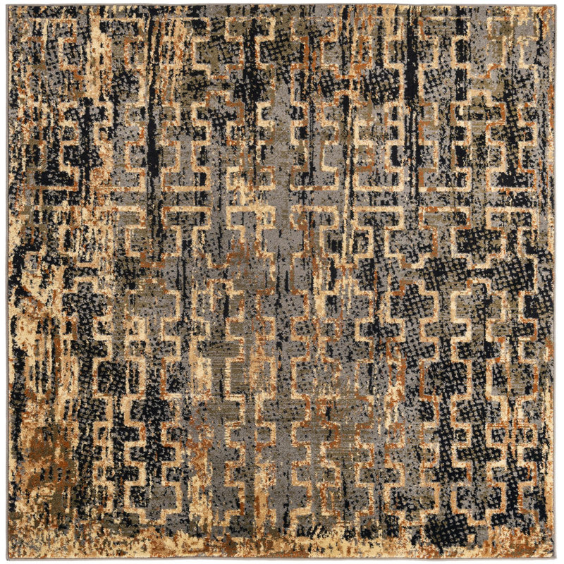 Geometric Indoor Rug, Square 5'3"