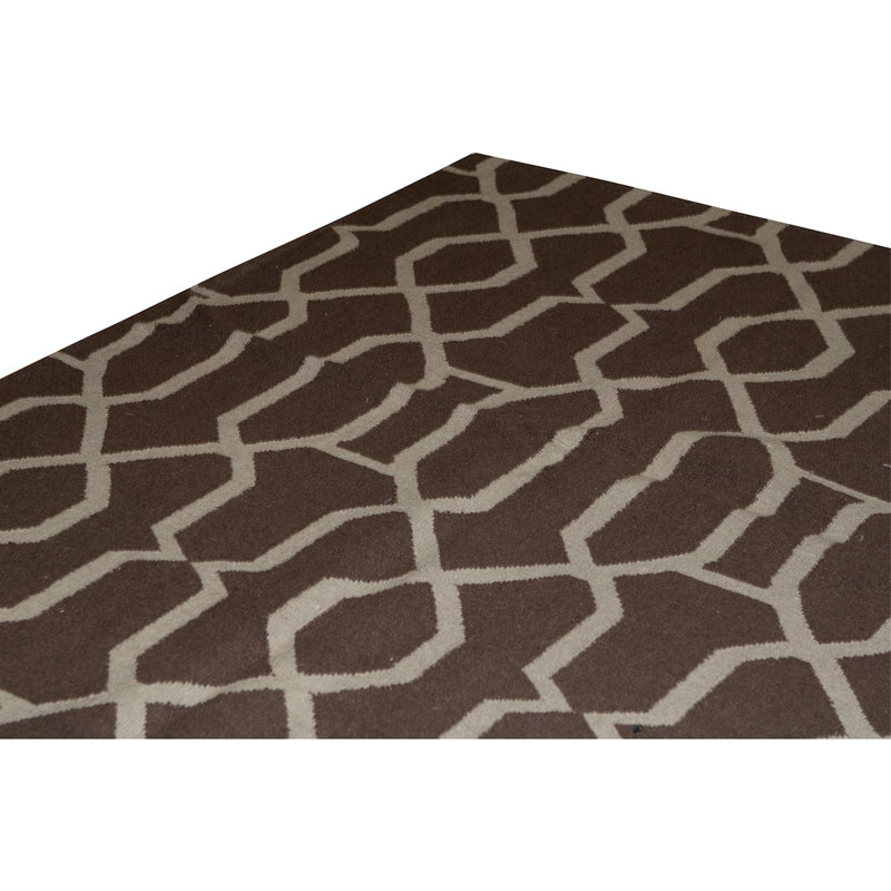 Flatweave Wool Area Rug in Espresso