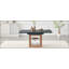 Une table de salle à manger extensible avec espace de rangement et une table de salle à manger extensible de 59 à 71 pouces. Table rectangulaire noire avec cadre en panneau de fibres à densité moyenne de couleur noyer pouvant accueillir 4 à 8 personnes-589384520