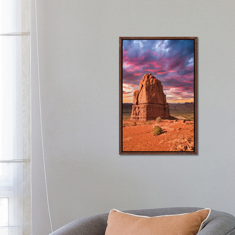 Desert Beauty 1 Piece Wall Art on Canvas, 66.04cm H x 45.72cm W x 3.81cm D, Classic Brown Wood Floater Framed