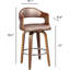 Tabouret de bar pivotant à hauteur de comptoir en bois et similicuir 27 po Mid-Century