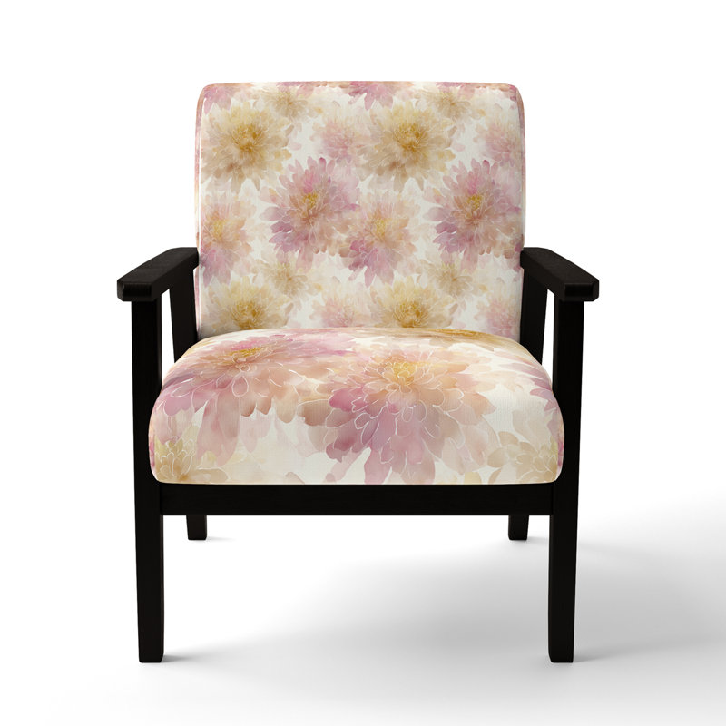 Chaise d'appoint floral Floral, Accoudoirs carrés noirs