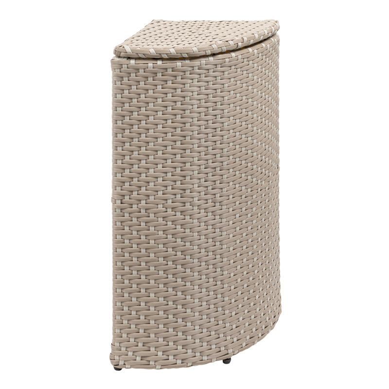 Chloe 15.56-Gallon All-Weather Wicker/Metal Corner Hideaway Outdoor Trash Can, Light Pink/White