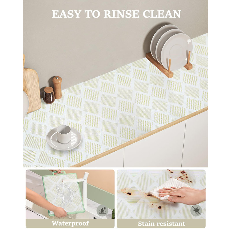 Doublure de tiroir et de tablette pour la cuisine, doublures d'armoire antidérapantes et non adhésives pour placard, commode, tablettes, boîte à outils, garde-manger, épaisse, facile à installer, poignée solide, 17,5 po x 10 pi, jaune