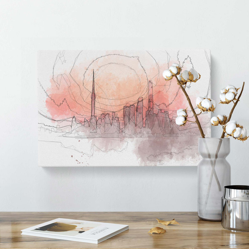 The Shanghai China Skyline In Abstract - Wrapped Canvas Print, 40cm H x 60cm W x 3cm D