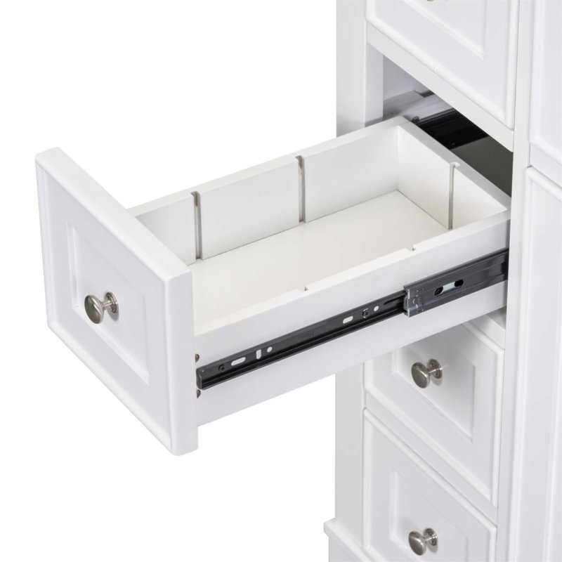 Meuble-lavabo moderne de 36 pouces avec armoire et six tiroirs, fabrication en bois durable et en panneau de fibres à densité moyenne, idéal pour le rangement organisé