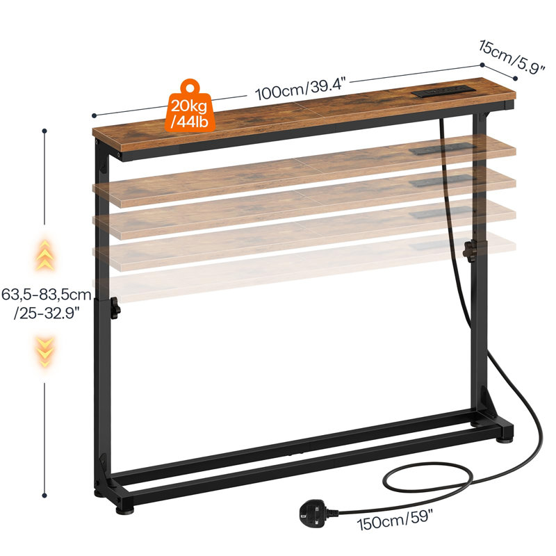 100cm Console Table, Rustic Brown