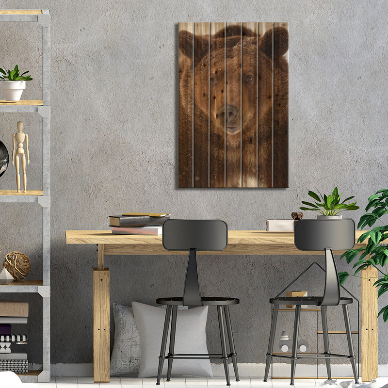 Grizzly en hiver, Ursus Arctos, Montana par - Sans cadre sur bois, L 18 po x H 26 po