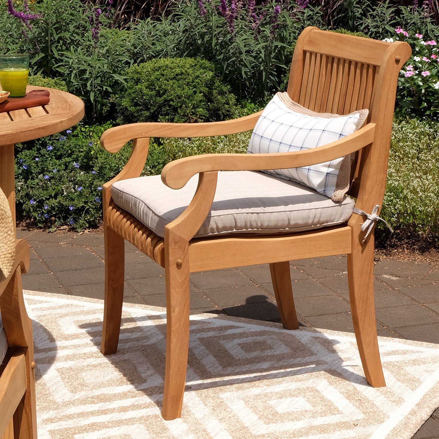 Summerton 48" Teak Patio Dining Set, Beige, Natural Teak