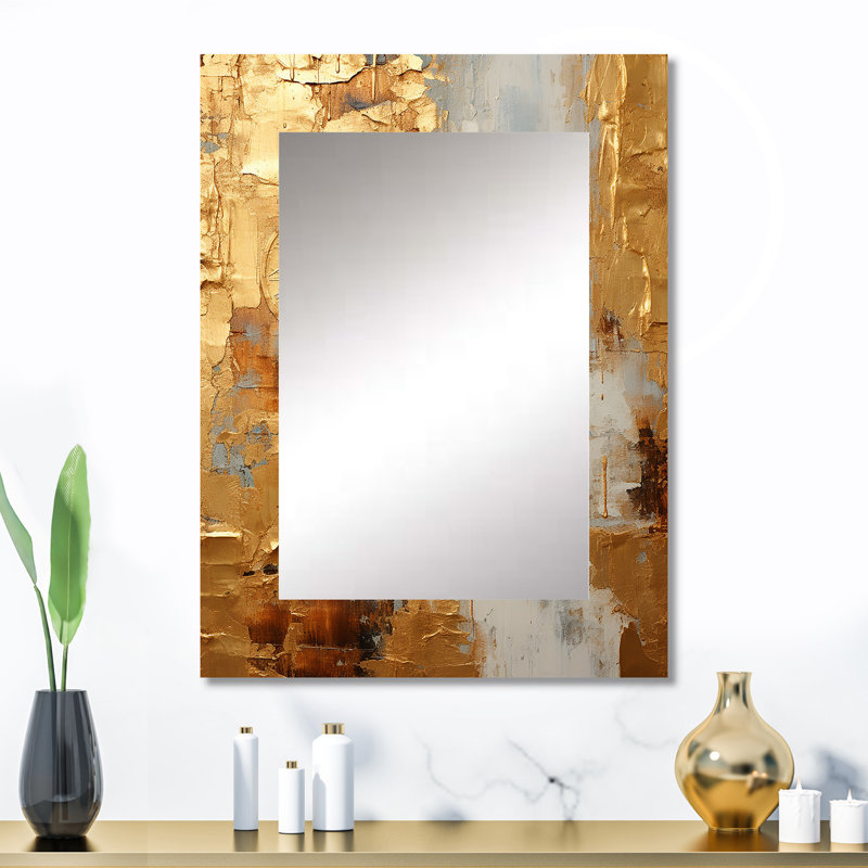 «Vintage Gold Togetherness I», peinture abstraite grand miroir mural, miroir décoratif moderne, impression d'art en métal
