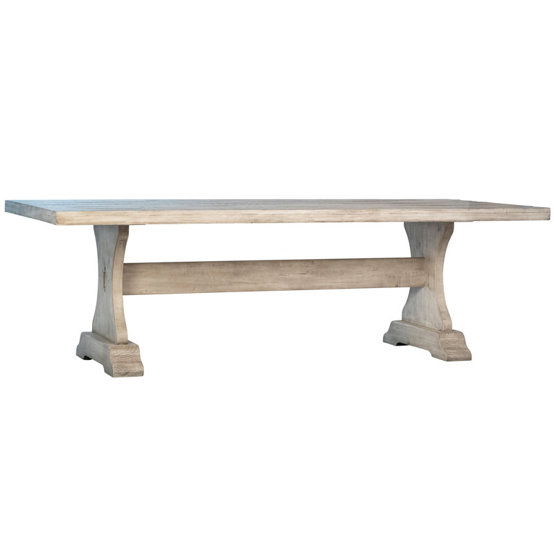 Table de salle à manger en bois de pin récupéré de 96 po Milan, blanc délavé