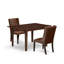 L'ensemble de table de cuisine 3 pièces comprend une table de salle à manger rectangulaire avec une rallonge papillon et 2 chaises parsons en simili cuir brun, acajou-115318988-115318992-115318995