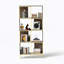 Bibliothèque industrielle à 4 niveaux, structure rustique en bois et métal, tablette asymétrique-2069528025
