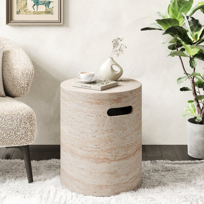 Table d'appoint en béton légère avec poignées, finition, ajoute de la personnalité à la structure de la maison, peut supporter le poids