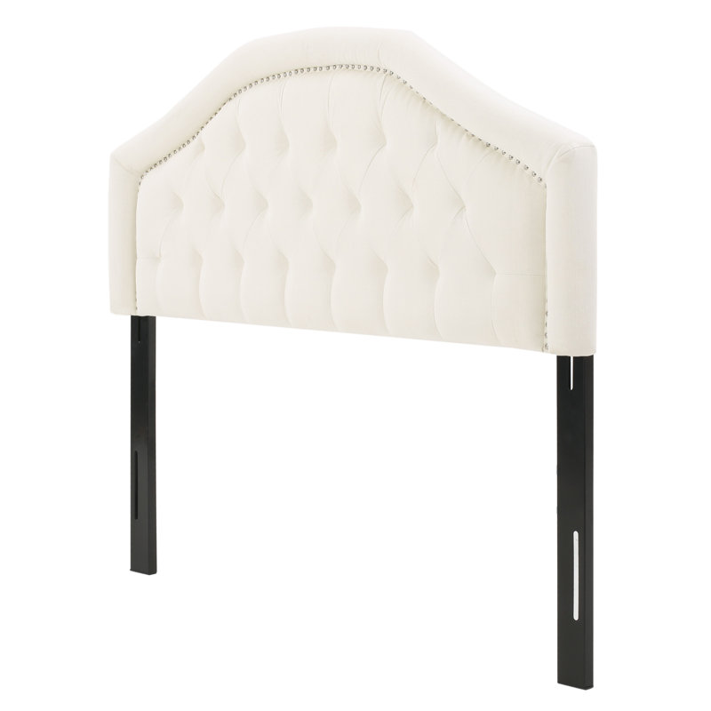 Tufted Upholstered Headboard Queen Size, Solid Wood Head Board With Durable Metal Legs, Adjustable Height Queen Headboard With Nailhead Trim In Bedroom