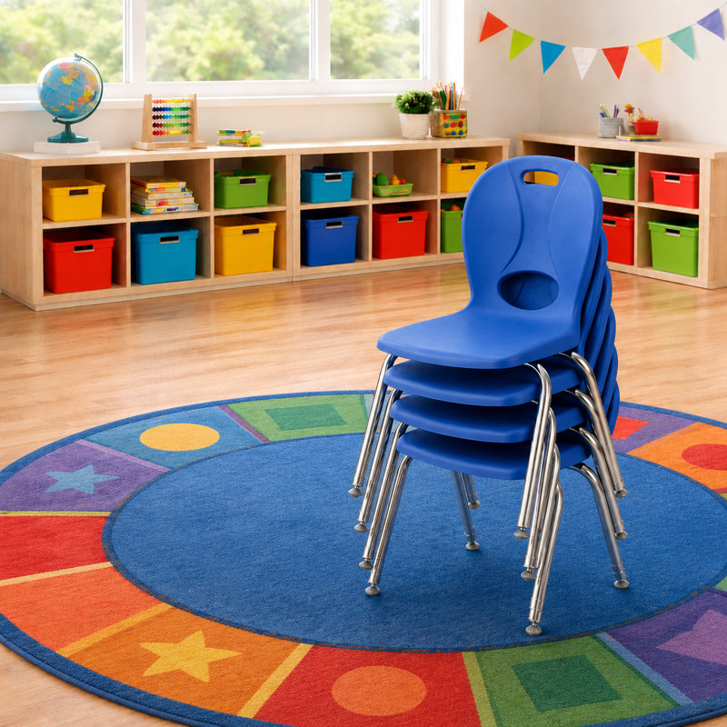 Structure Series Plastic Stacking Classroom Chairs with Contoured Seats (Set of 4), Assorted, 12 po, 4