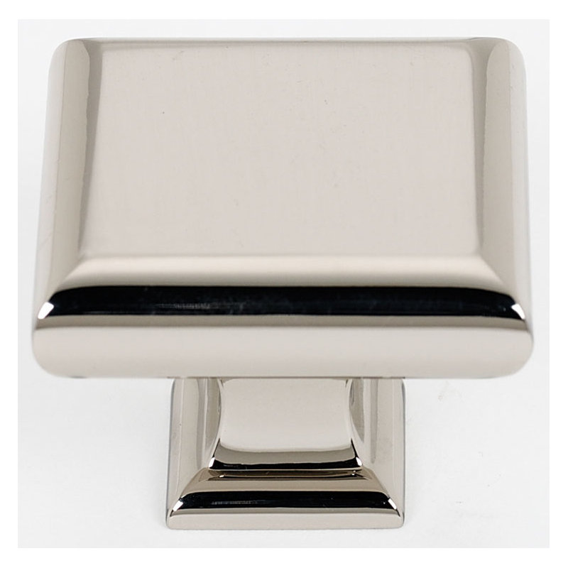 Manhattan Square Knob, Polished Nickel, 1.75" H x 1.75" W x 1.5" D