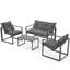 Ensemble de conversation de patio 4 pièces en métal avec coussins gris-1558963557-1558963553