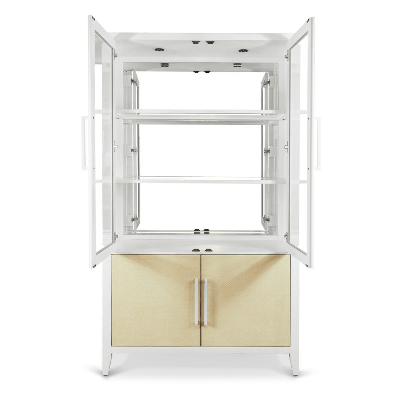 Miramar - Curio avec éclairage tactile - Finition sable et blanc éclatant