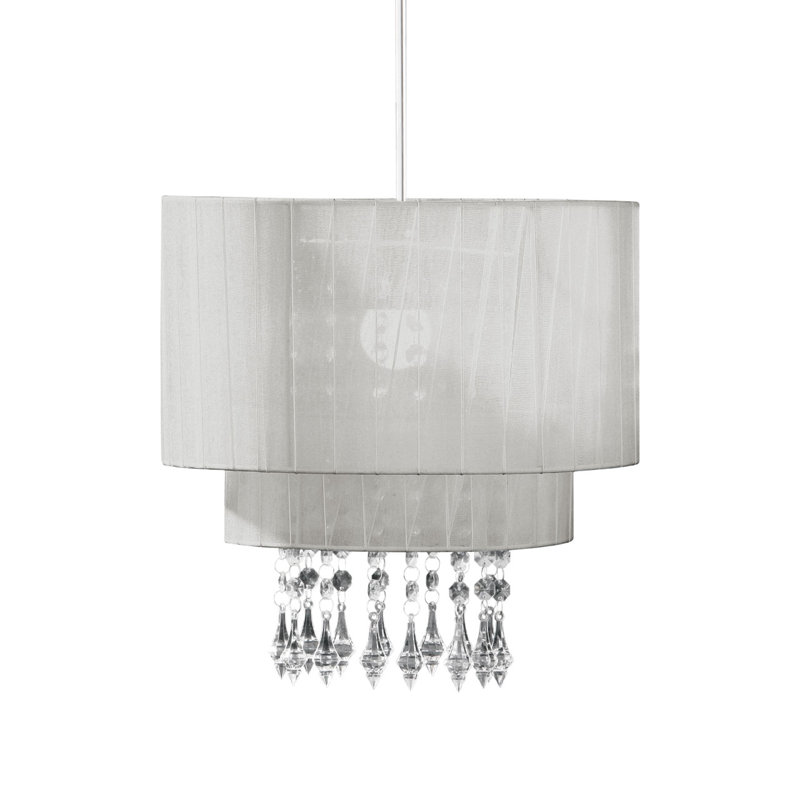 Cisneros 22cm H Nylon Drum Pendant Shade ( Clip On ) in Silver
