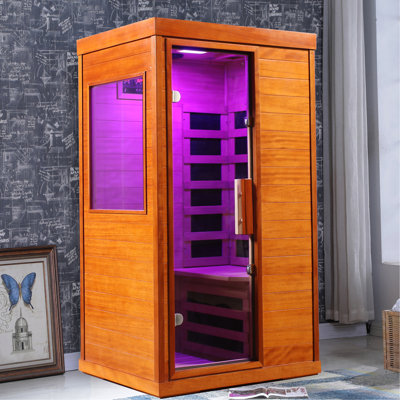 Mini infrarouge lointain pour la maison, fait de 35,4 x 27,5 x 63,3 pouces, lecteur de musique, éclairage de thérapie à 7 couleurs, 6 éléments chauffants à faible teneur en carbone, puissance standard américaine, puissance de 1120 W, température de 15 65 C