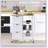 Rolling Kitchen Island Cart, Bar Serving, Drawers, White