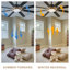 Ventilateur de plafond moderne Synia 72 po avec lumière et télécommande, moteur CC réversible à 6 vitesses, DEL à intensité variable, grand ventilateur de plafond noir pour salons-395284842