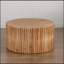 Table basse cylindrique de 31,5 pouces à la mode rétro avec relief à texture verticale, parfaite pour le salon, le bureau et la salle à manger