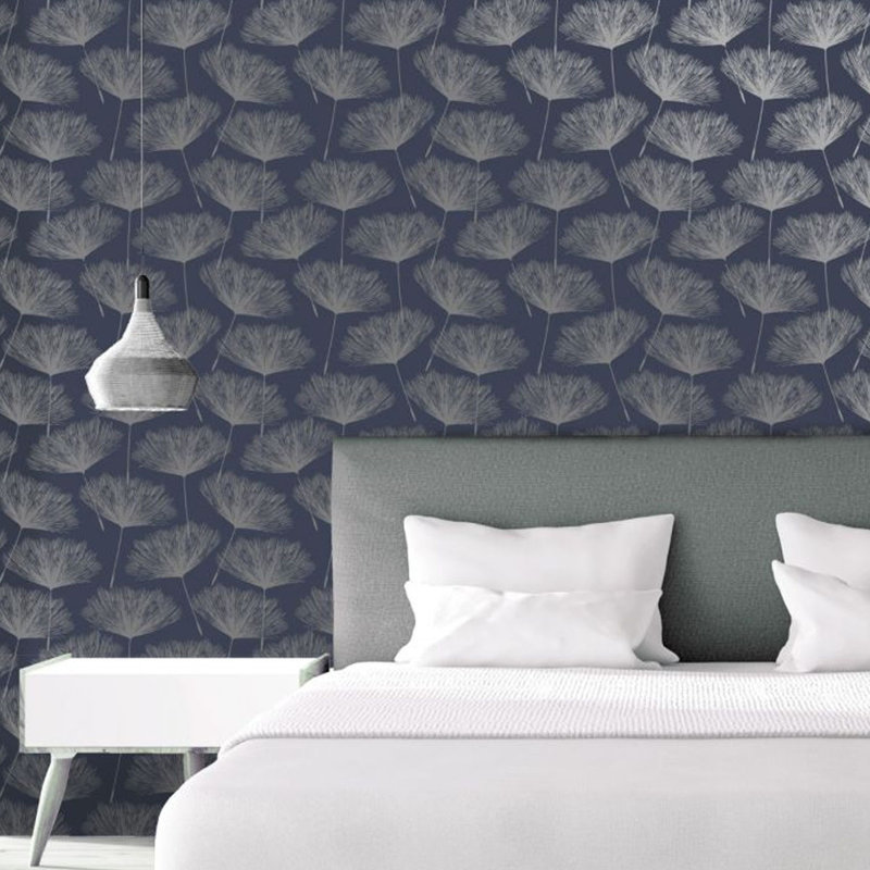 Dutch Wallcoverings Wallpaper Fleur, Navy Blue/Grey