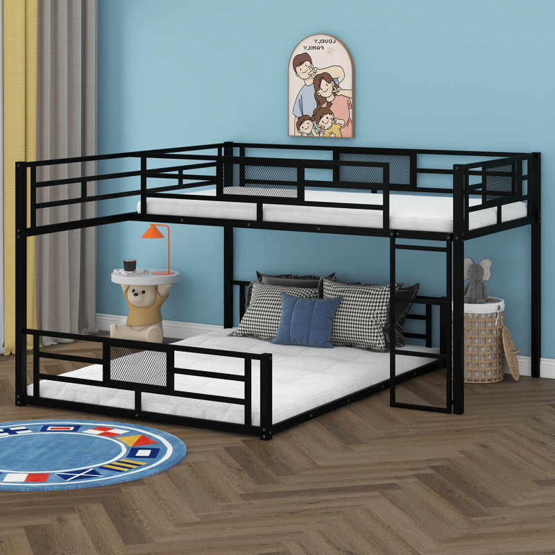 L-Shaped Metal Twin Over Full Size Bunk Bed