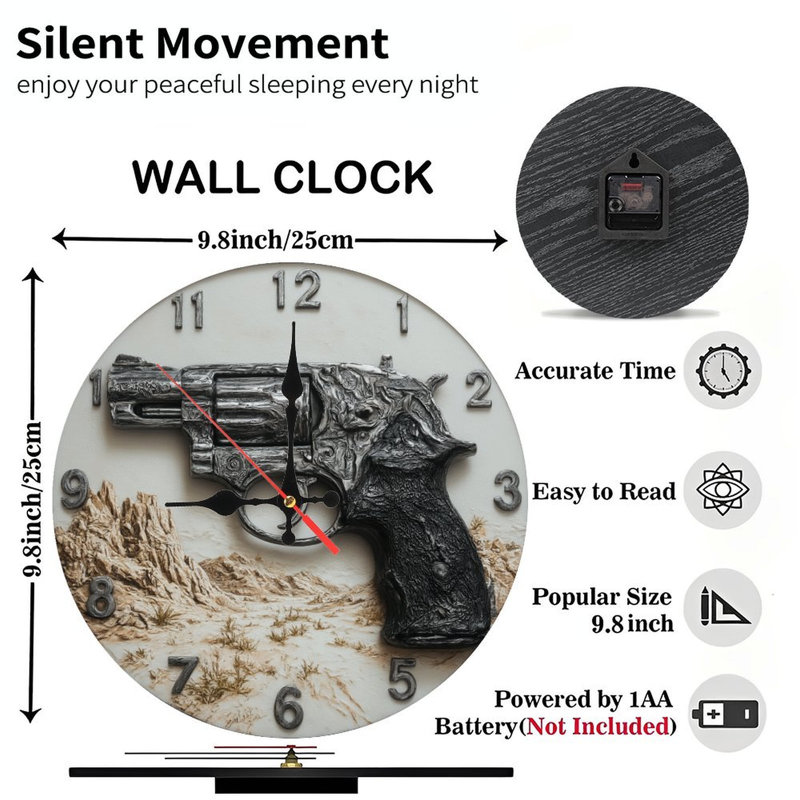 Horloge avec fusil et scène de désert