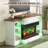 Emonte 3-Sided Glass Fireplace TV Stand, RGB Light & Hiden Flip-up Door-851196640-851196573